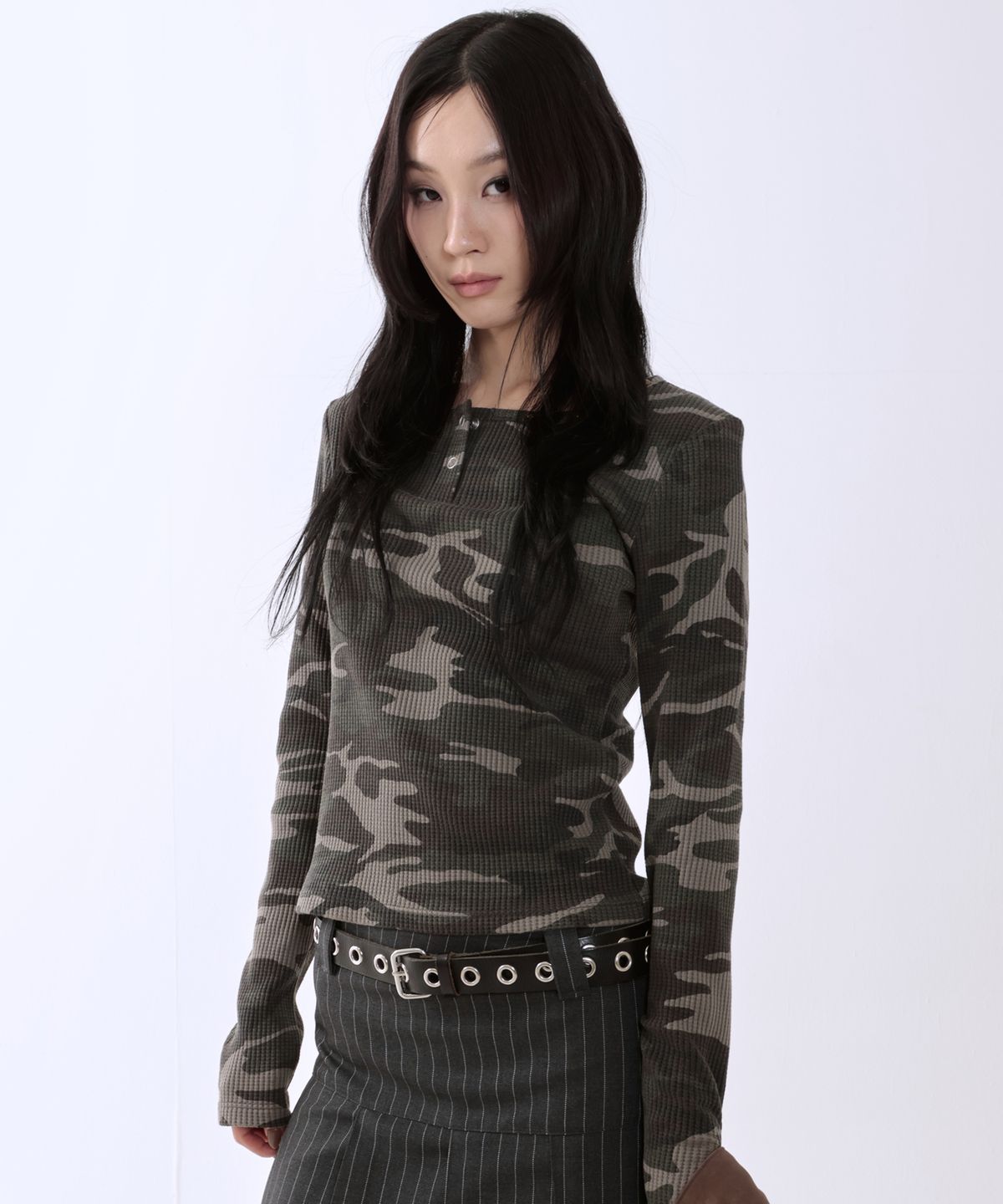 러닝하이(RUNNINGHIGH) 카모플라쥬 L/S 티 [그린]