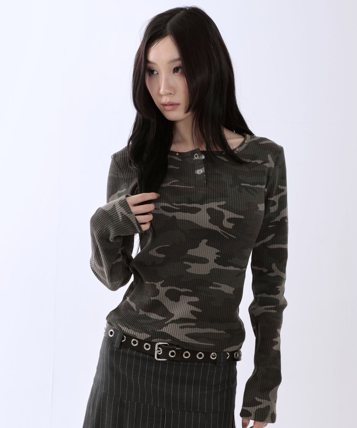 러닝하이(RUNNINGHIGH) 카모플라쥬 L/S 티 [그린]