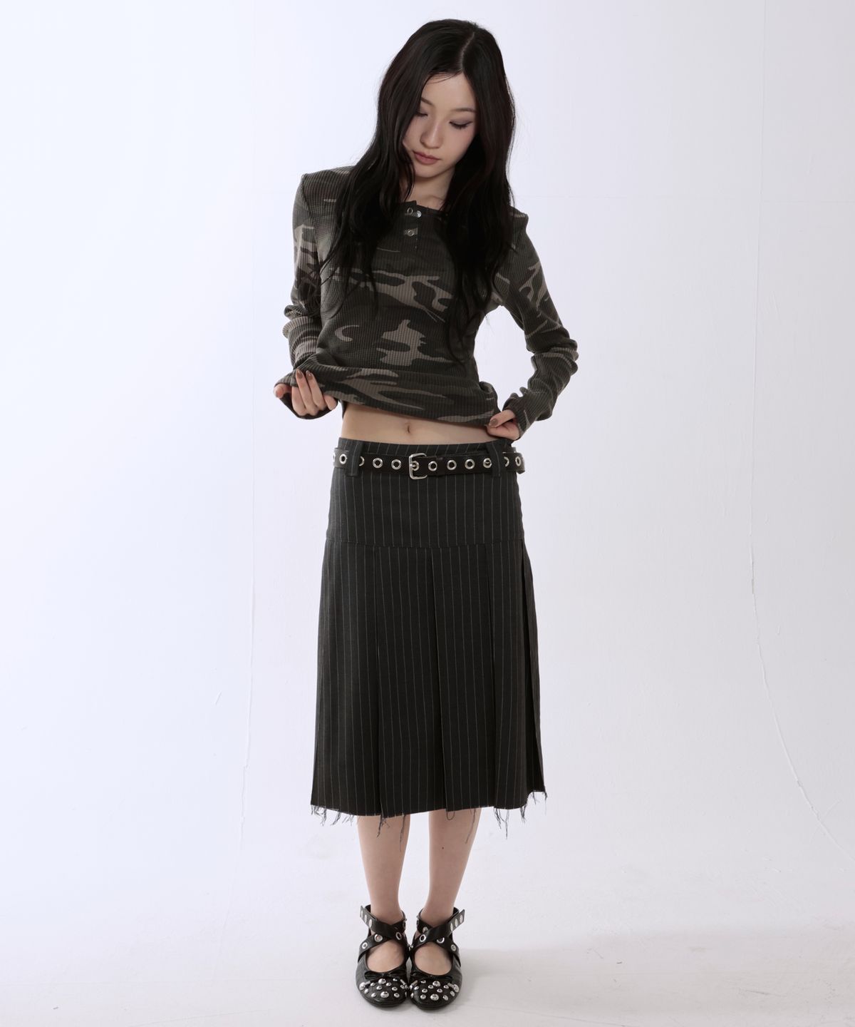 러닝하이(RUNNINGHIGH) 카모플라쥬 L/S 티 [그린]