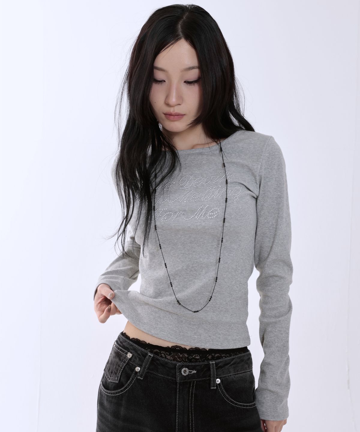 러닝하이(RUNNINGHIGH) 핫픽스 레터링 L/S 티 [그레이]