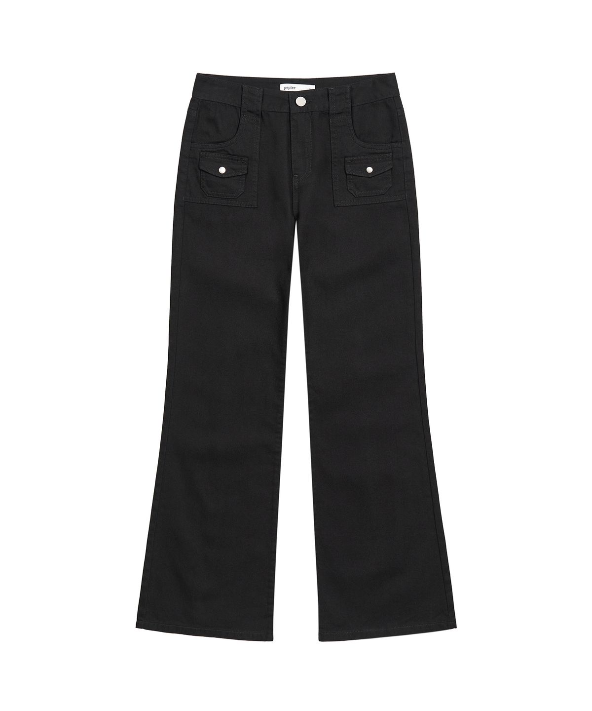 페플리(PEPLEE) Mini Pocket Boots Cut Cotton Pants (Black)