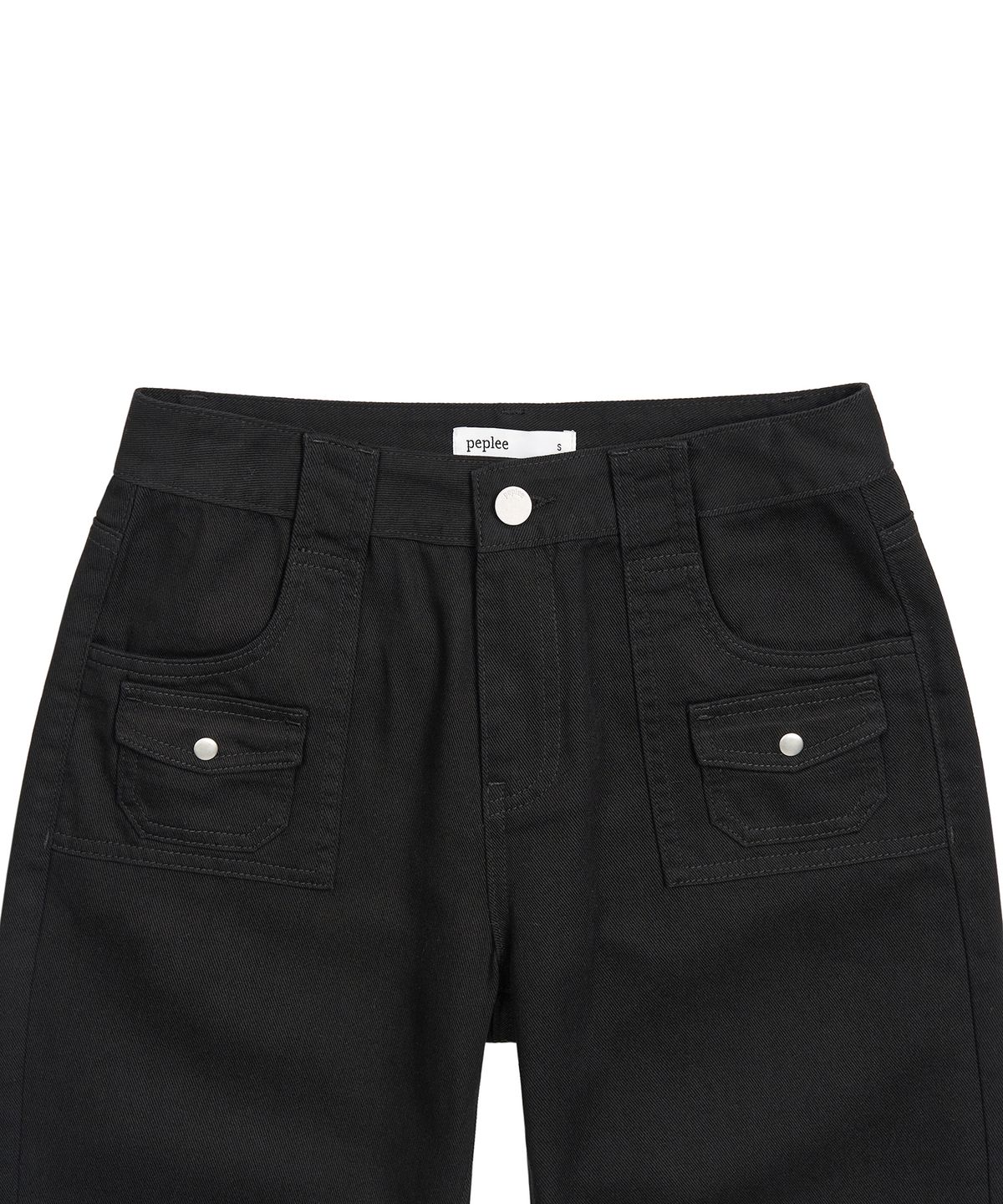 페플리(PEPLEE) Mini Pocket Boots Cut Cotton Pants (Black)