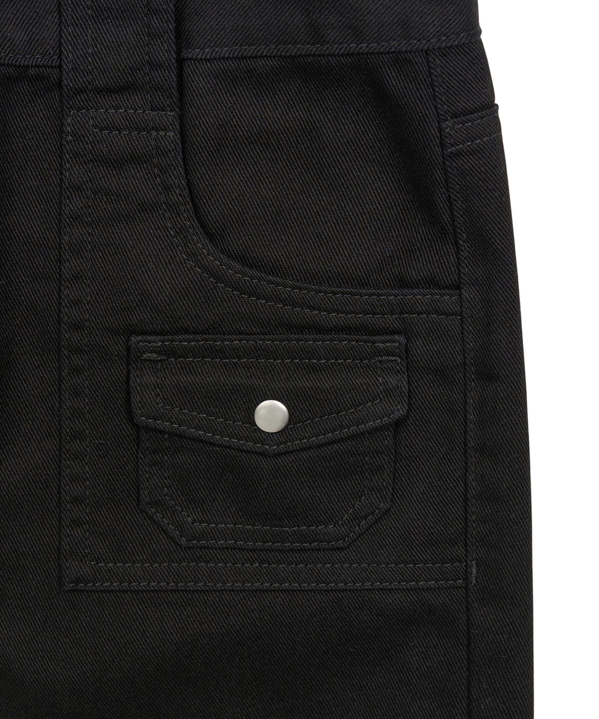 페플리(PEPLEE) Mini Pocket Boots Cut Cotton Pants (Black)