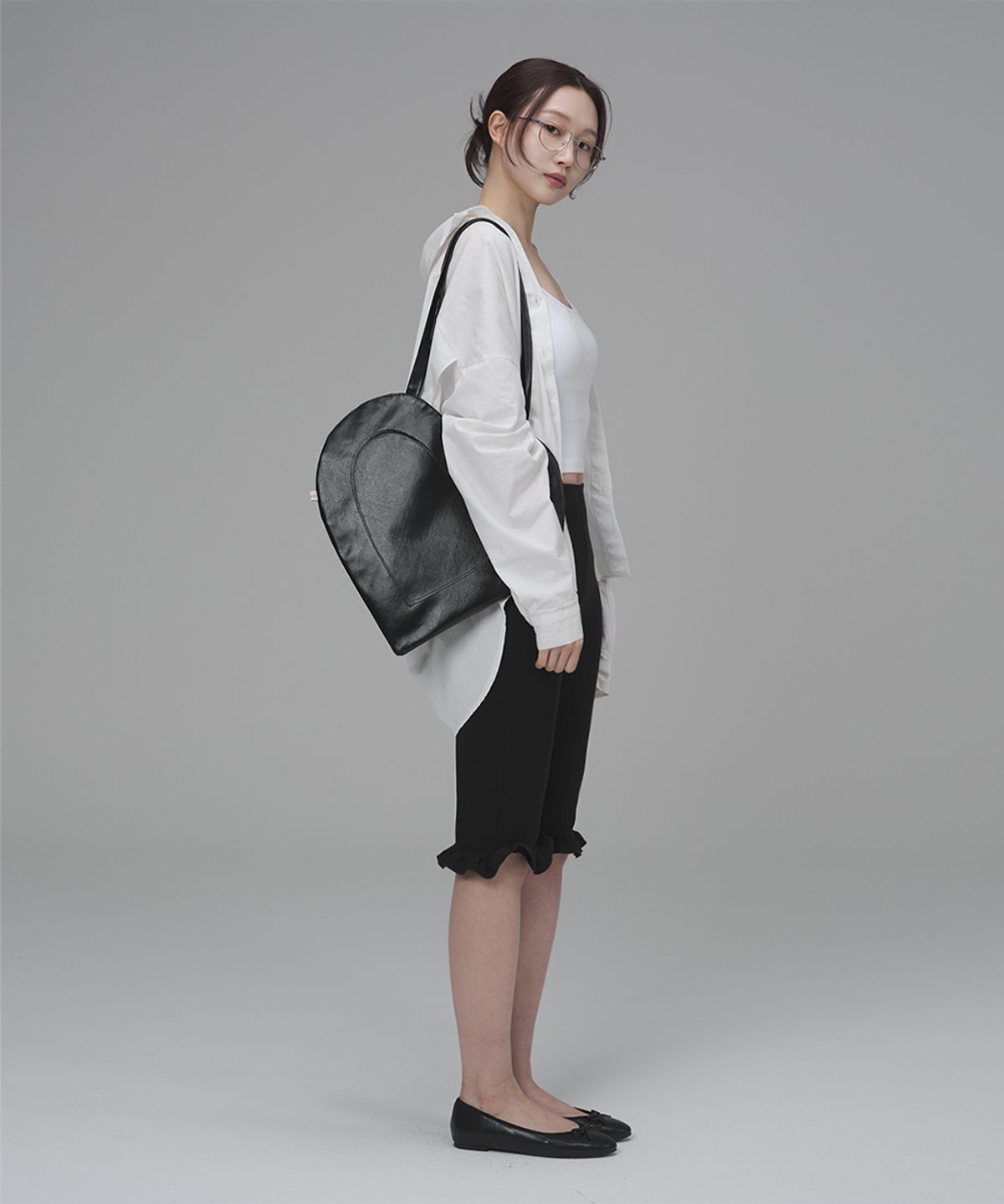 키미미(KIMIMI) 하트 포켓 숄더백 블랙