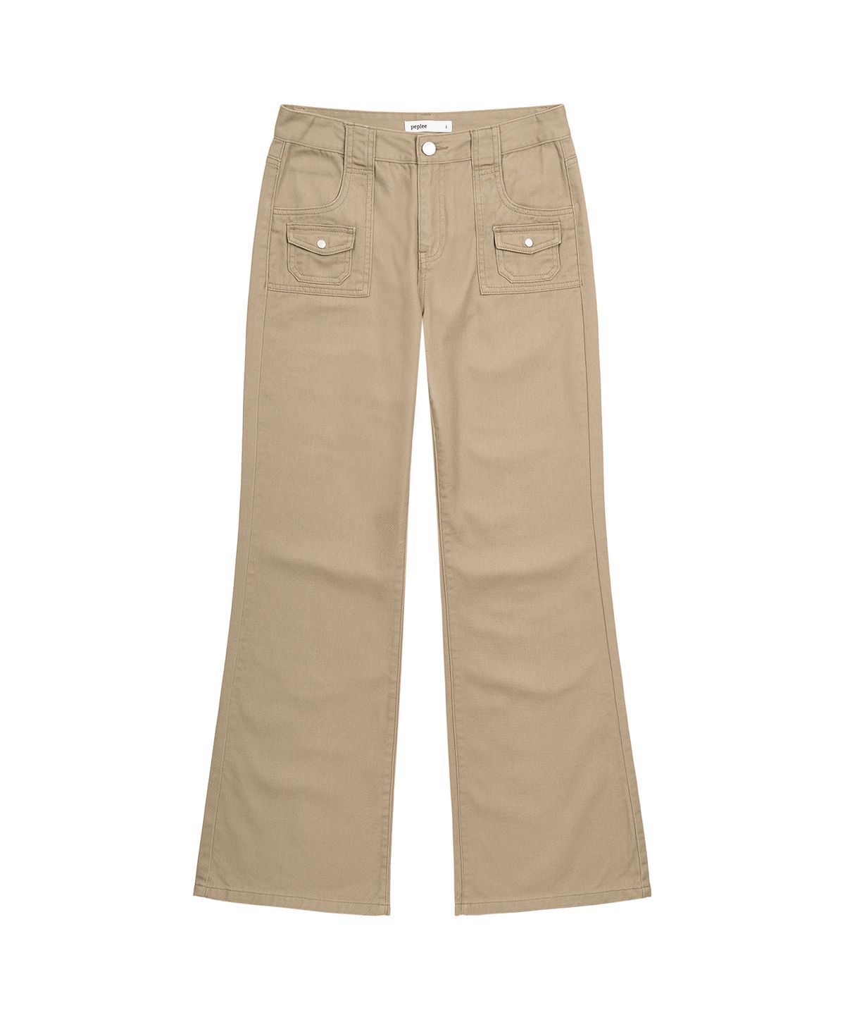 페플리(PEPLEE) Mini Pocket Boots Cut Cotton Pants (Beige)