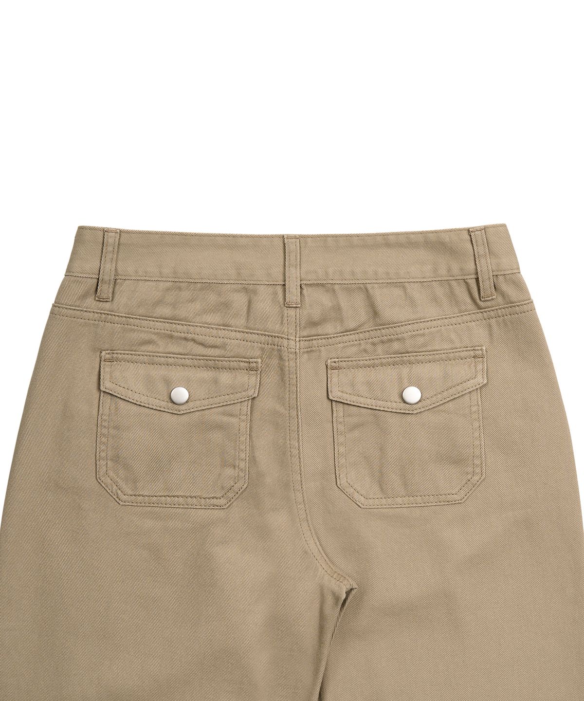 페플리(PEPLEE) Mini Pocket Boots Cut Cotton Pants (Beige)