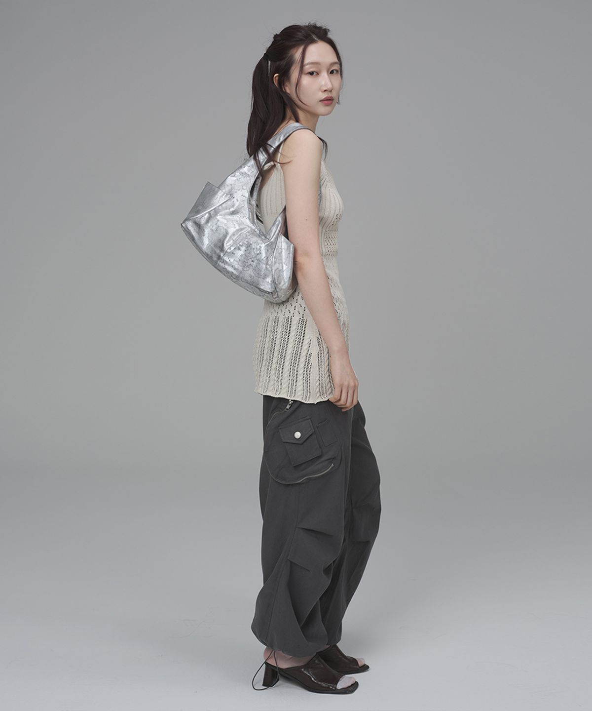 키미미(KIMIMI) 포켓 미디움 숄더백 실버