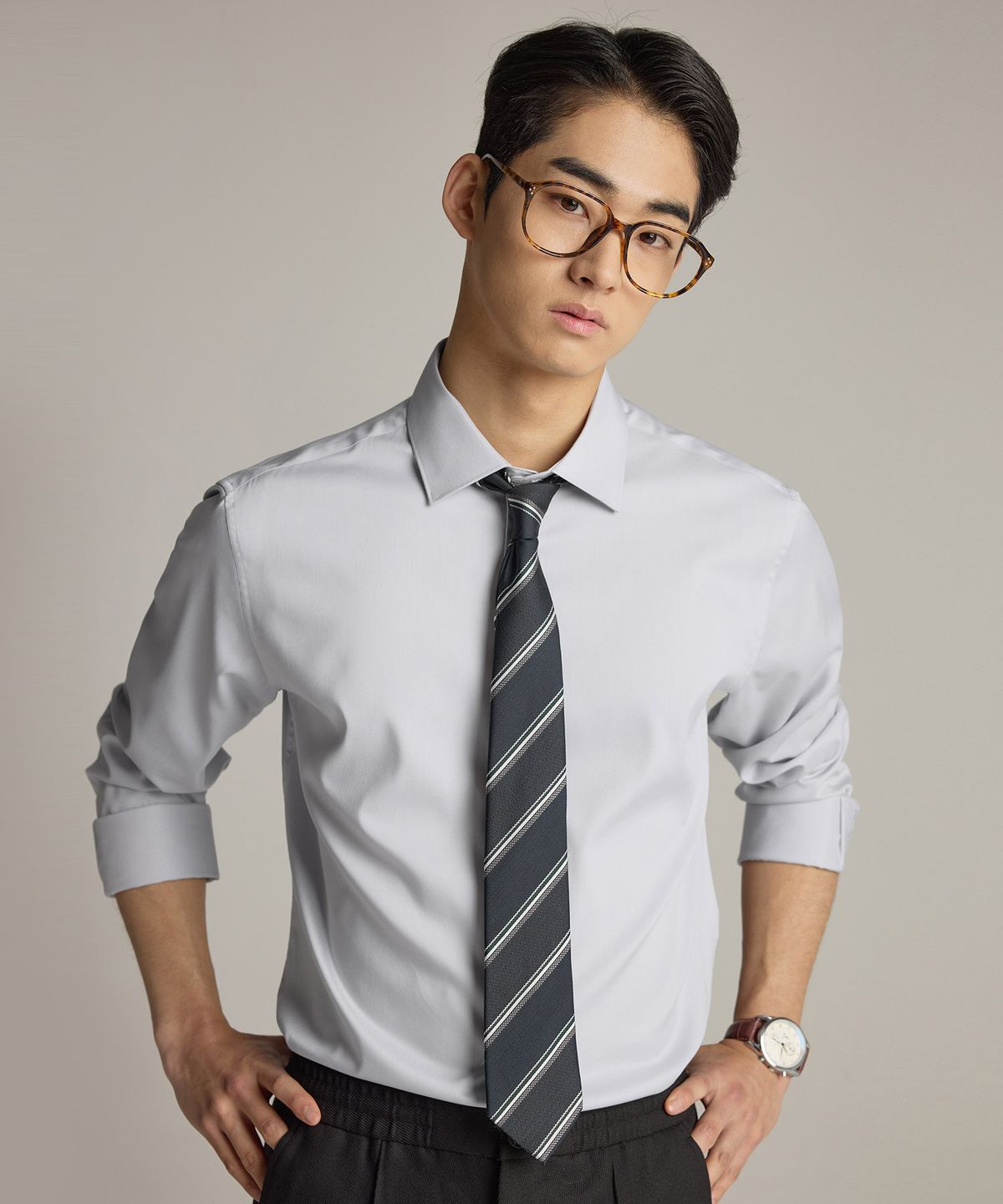 에스티코(STCO) Gentlemens Philosophy 텐셀 플루이드 셔츠 그레이_JDSXZ07CSG