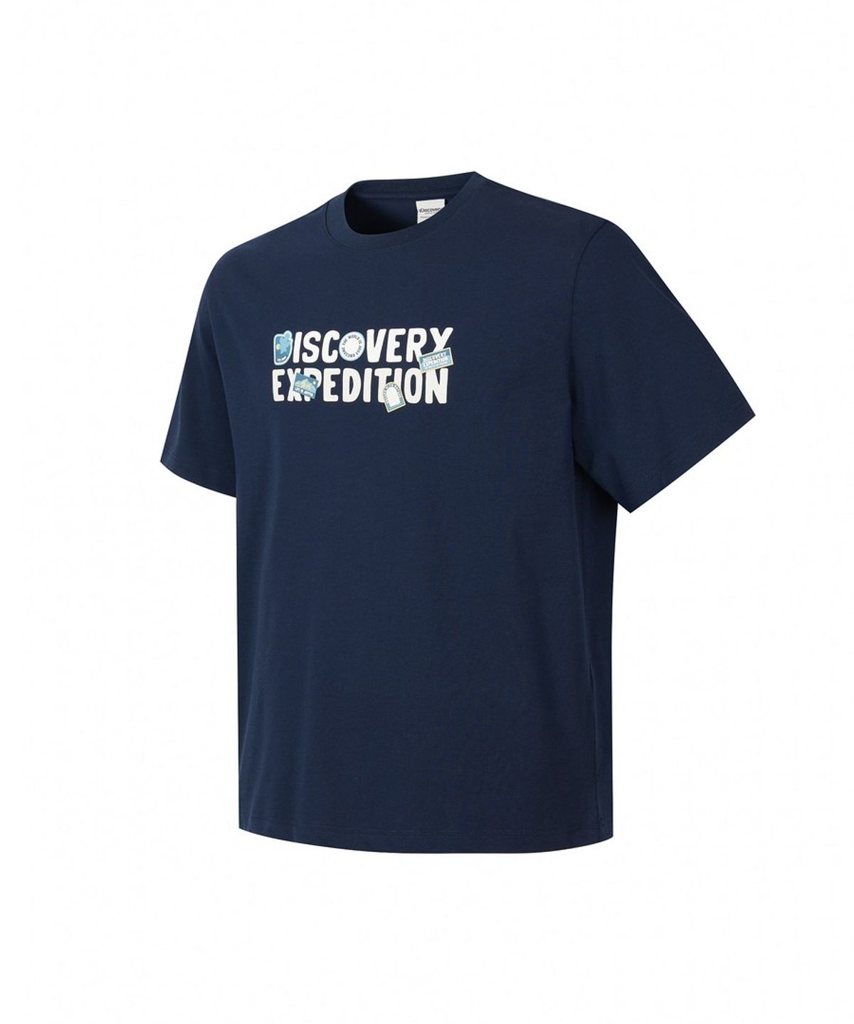 디스커버리 익스페디션(DISCOVERY EXPEDITION) 유니 프레시벤트 콜라주 레터링 반팔티셔츠 (D/NAVY)