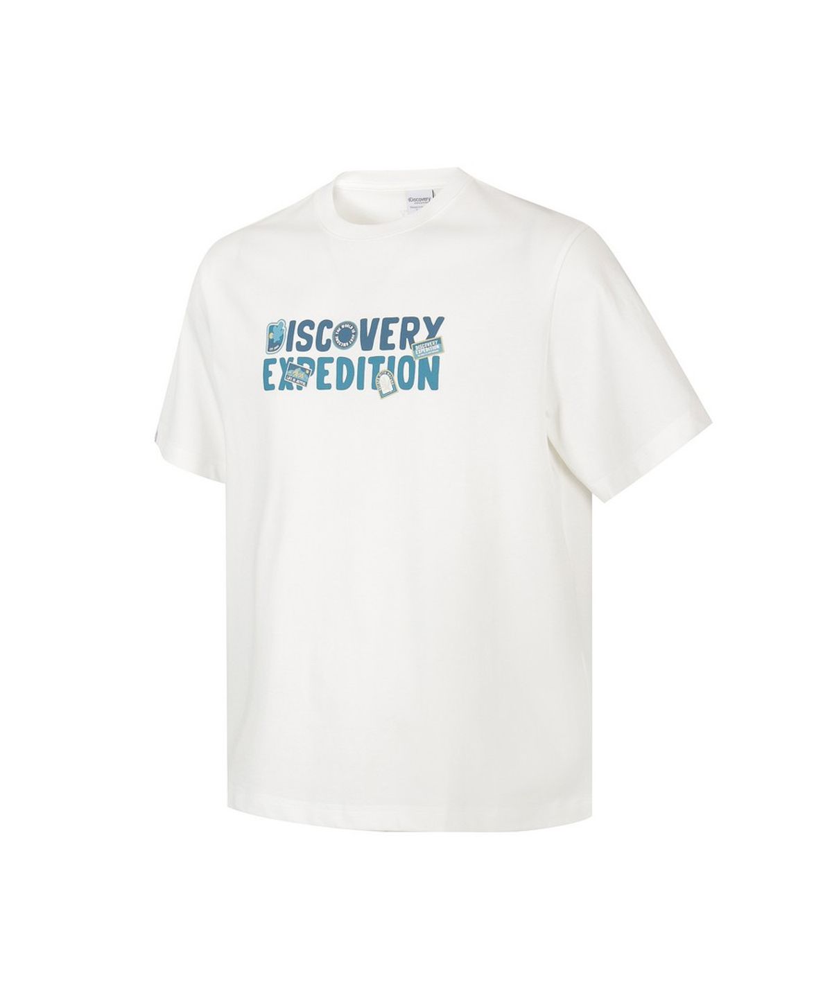 디스커버리 익스페디션(DISCOVERY EXPEDITION) 유니 프레시벤트 콜라주 레터링 반팔티셔츠 (WHITE)