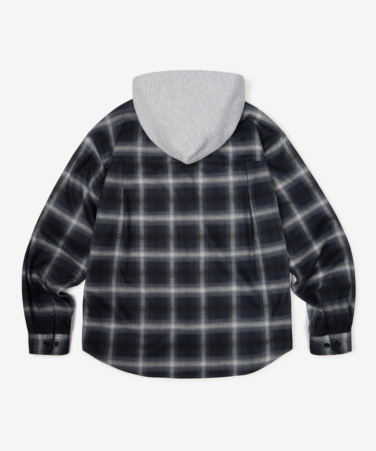 낫온리포투데이(NOT ONLY FOR TODAY) 후디드 체크 셔츠 아우터 [네이비]