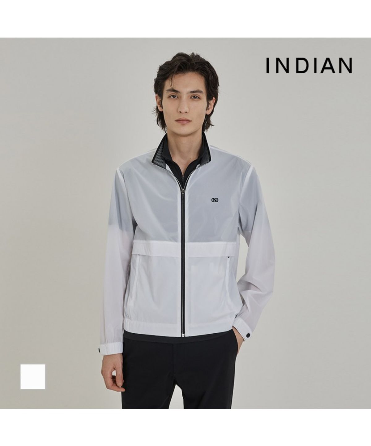 인디안(INDIAN) 니트배색 홑겹 점퍼_MITCL6M3321