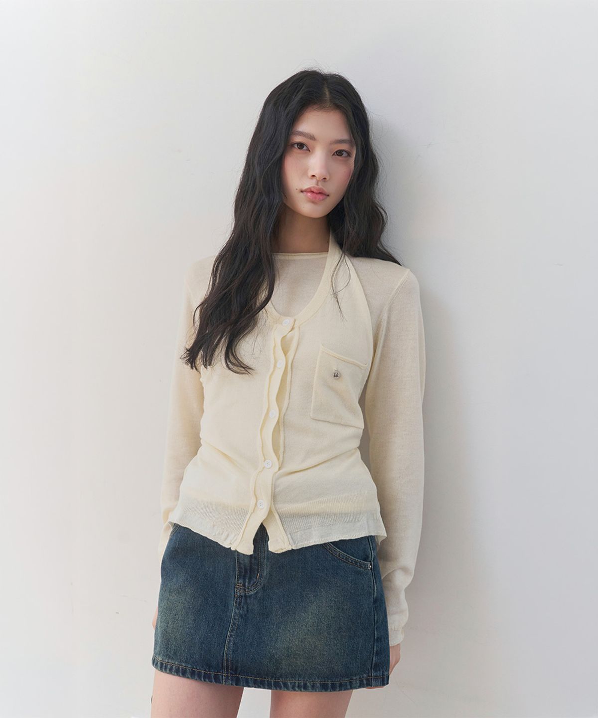 쿨키튼(KOOLKITTEN) 빈티지 데님 벨트 미니 스커트 (BLUE)