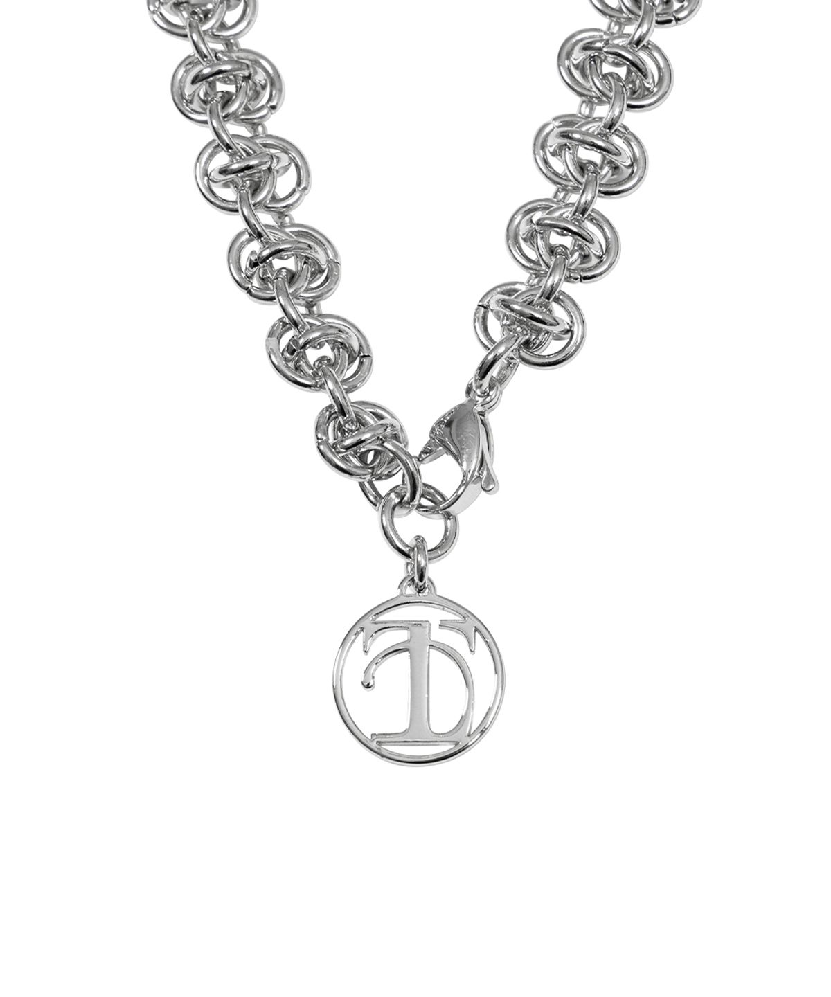 트리밍버드(TREEMINGBIRD) Round Charm Bold Chain Necklace [ Silver ]