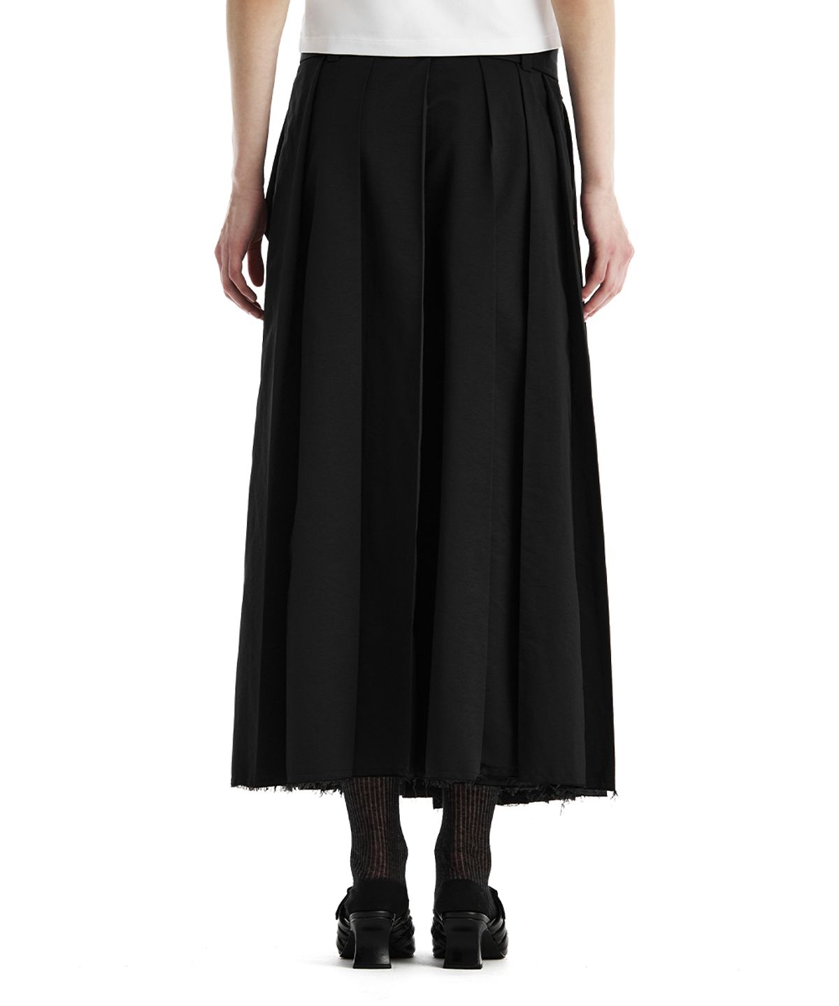 트리밍버드(TREEMINGBIRD) Belted Deep Pleat Skirt [ Black ]