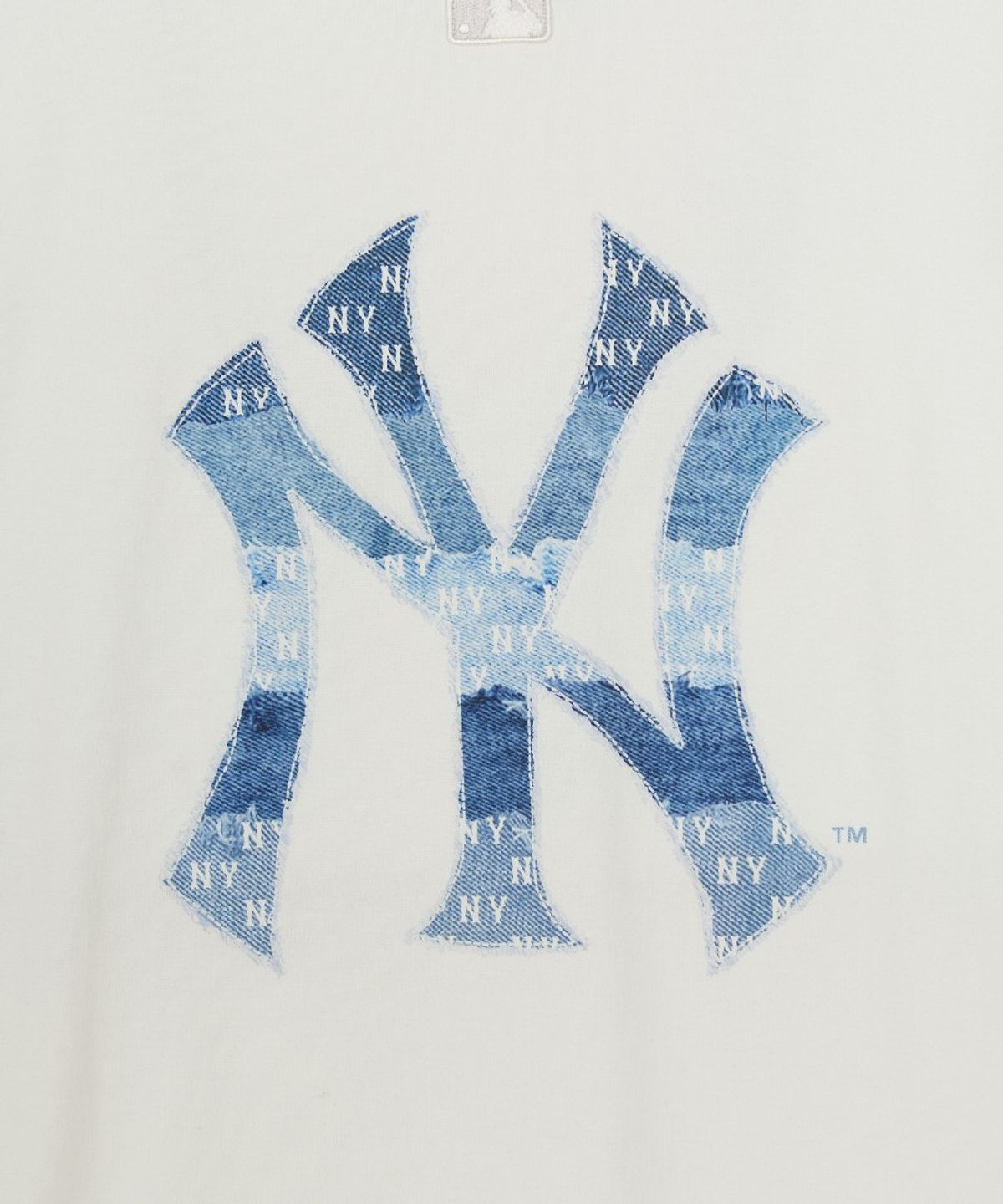 엠엘비(MLB) 빈티지 데님라이크 모노그램 빅럭스 오버핏 반팔 티셔츠 NY (Cream)