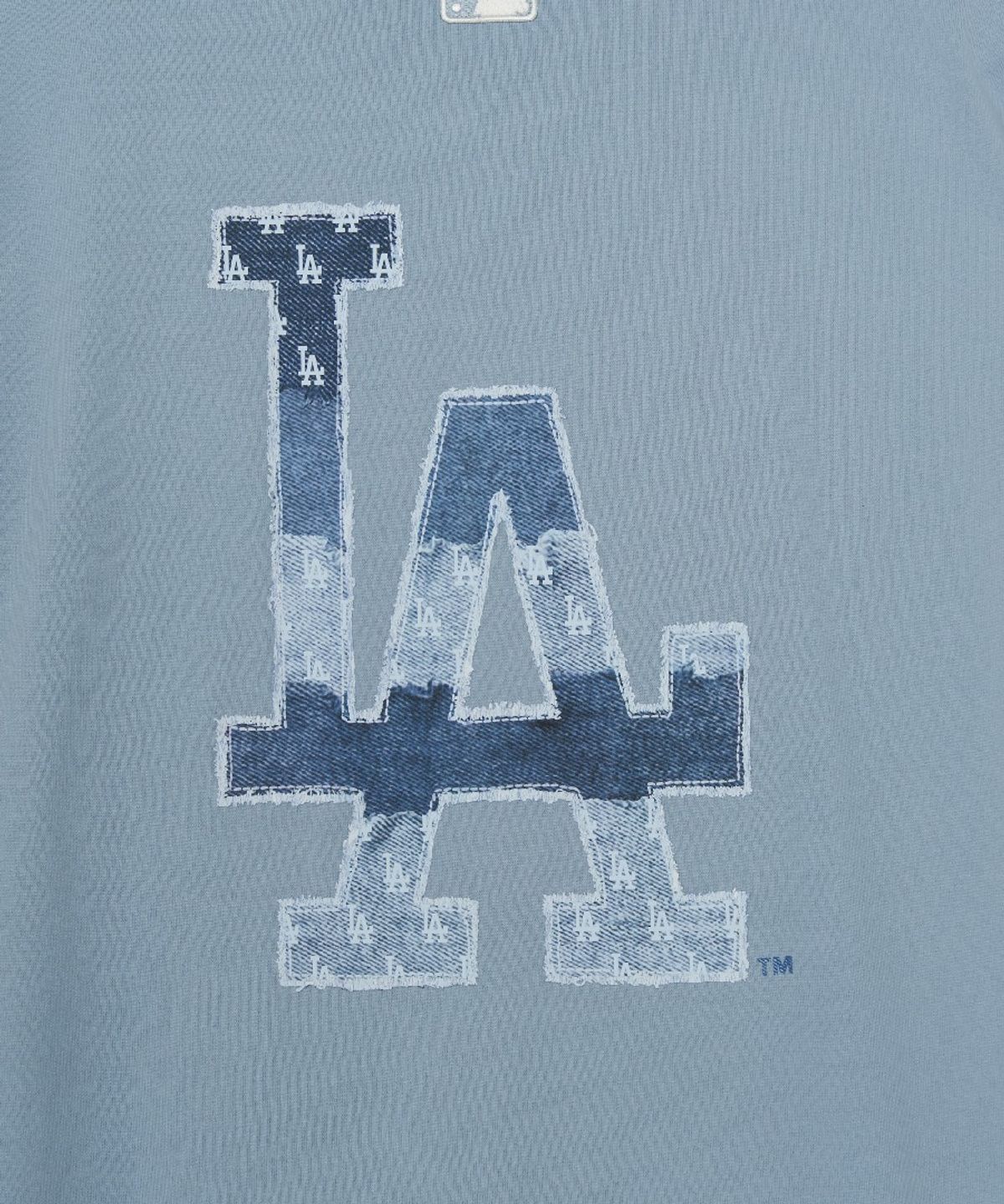엠엘비(MLB) 빈티지 데님라이크 모노그램 빅럭스 오버핏 반팔 티셔츠 LA (D.Sky Blue)