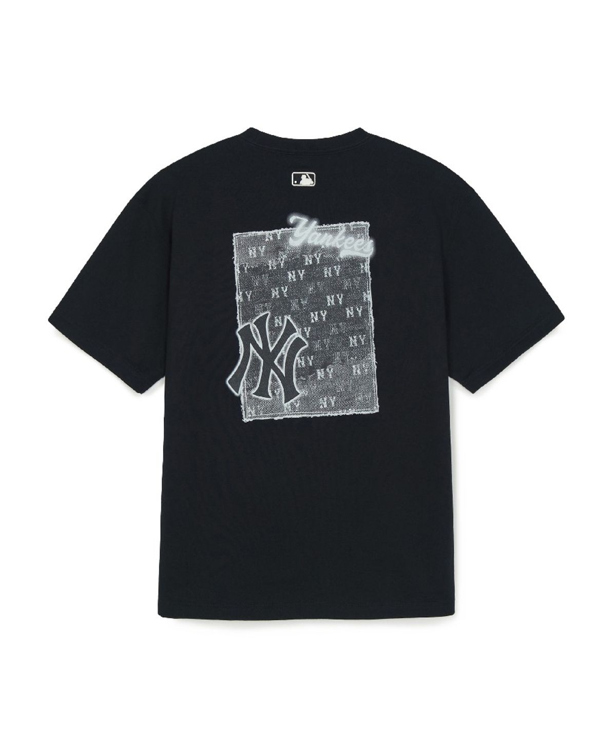 엠엘비(MLB) 빈티지 데님라이크 모노티브 오버핏 반팔 티셔츠 NY (Black)