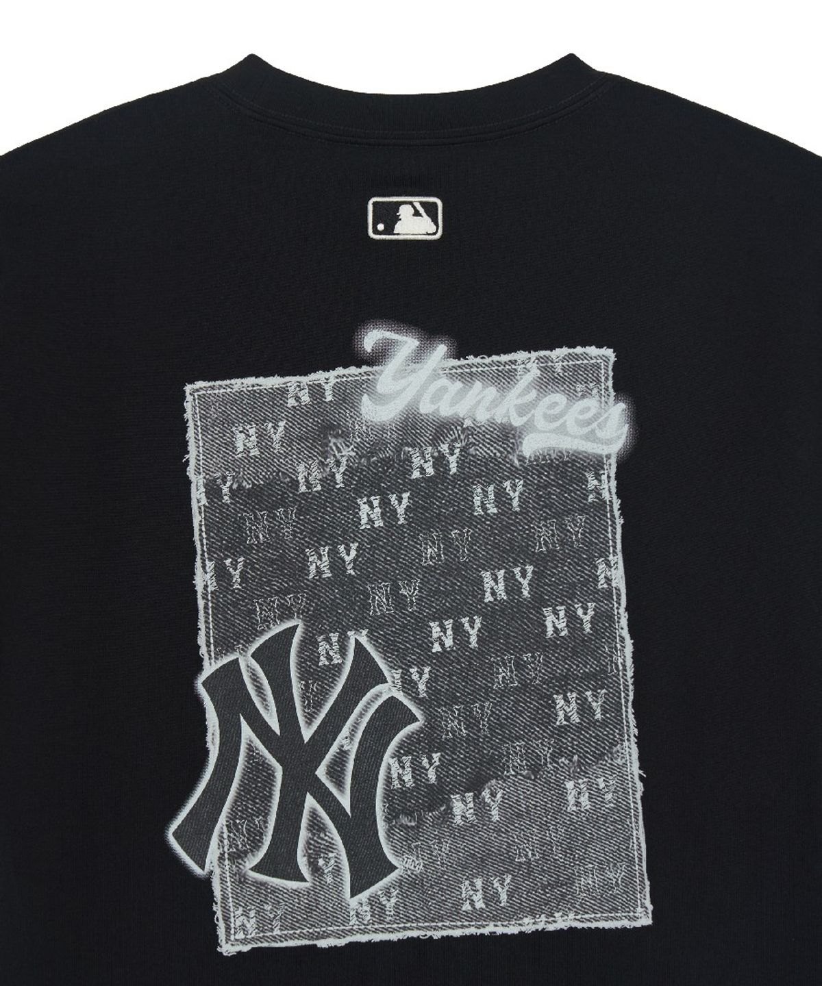 엠엘비(MLB) 빈티지 데님라이크 모노티브 오버핏 반팔 티셔츠 NY (Black)