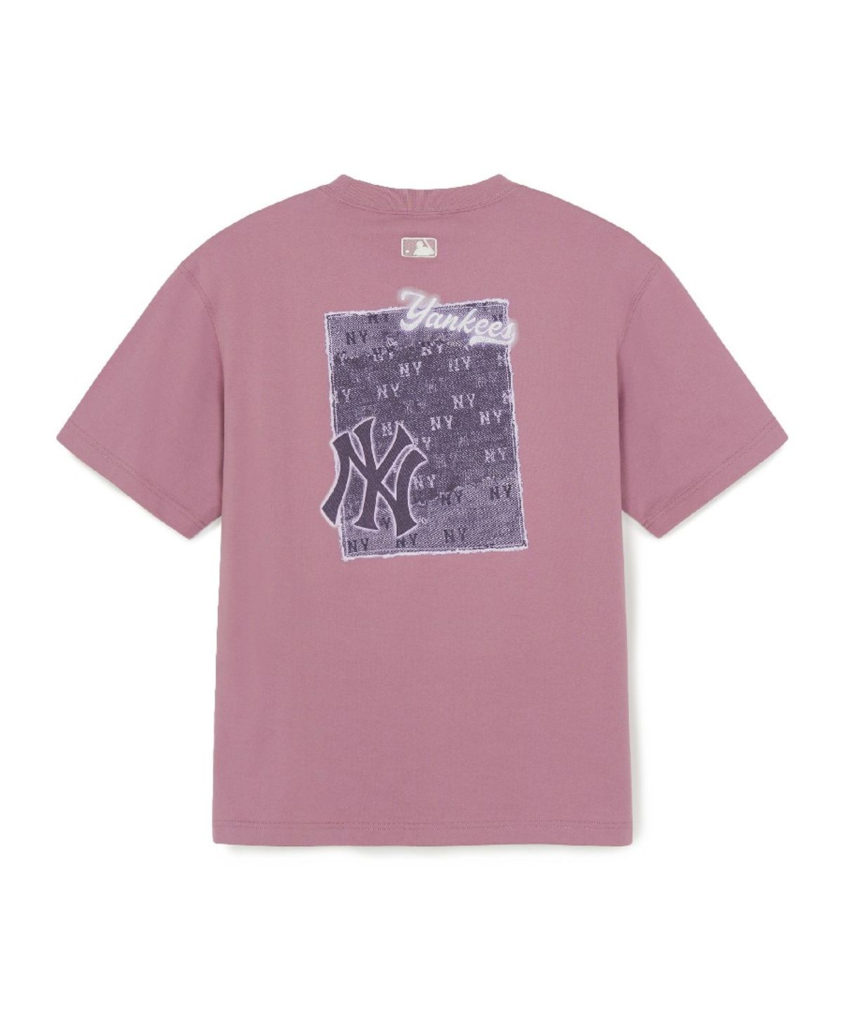 엠엘비(MLB) 빈티지 데님라이크 모노티브 오버핏 반팔 티셔츠 NY (Pink)