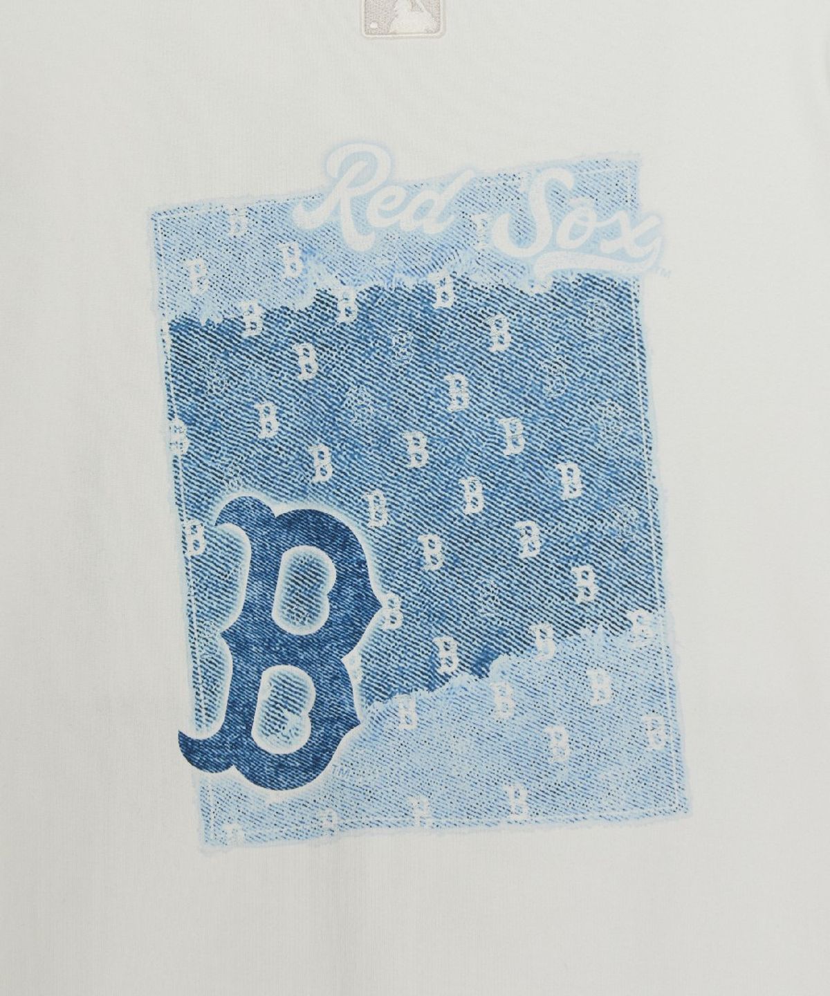 엠엘비(MLB) 빈티지 데님라이크 모노티브 오버핏 반팔 티셔츠 BOS (Ivory)