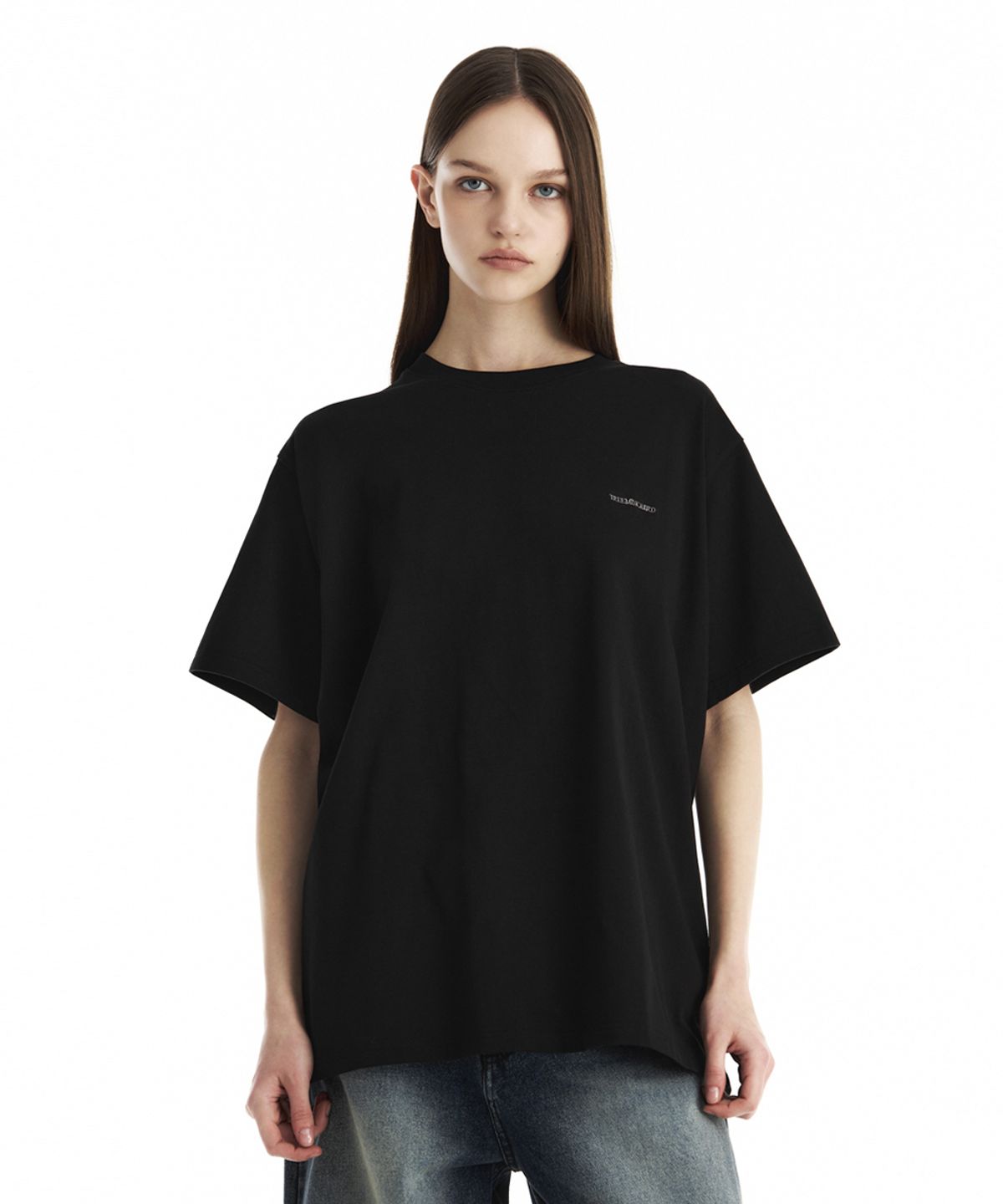 트리밍버드(TREEMINGBIRD) Back Lace-Up Corset T-Shirt [ Black ]