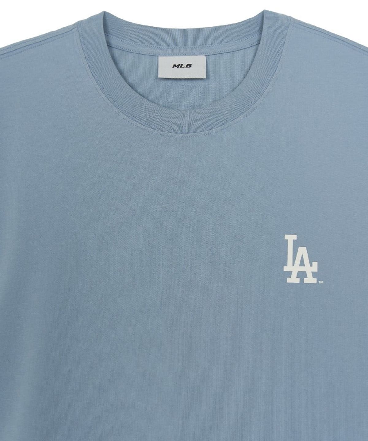엠엘비(MLB) 베이직 스몰 로고 세미 오버핏 반팔 티셔츠 LA (L.SKY BLUE)