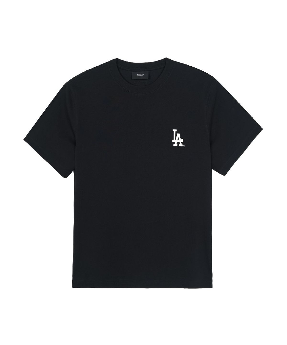 엠엘비(MLB) 베이직 스몰 로고 세미 오버핏 반팔 티셔츠 LA (Black)