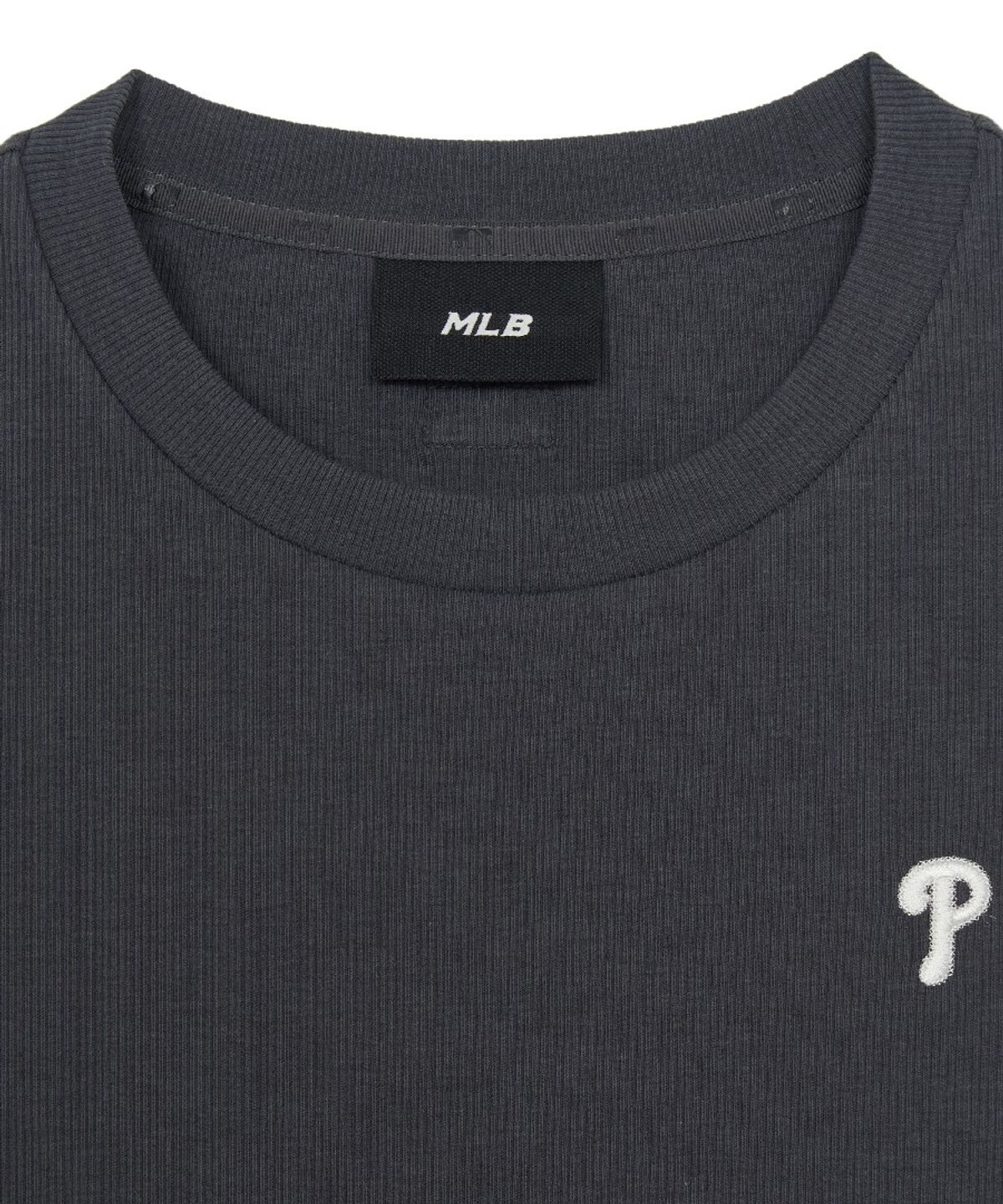엠엘비(MLB) 여성 빈티지 슬림 골지 반팔 티셔츠 PHI (D.Charcoal Grey)