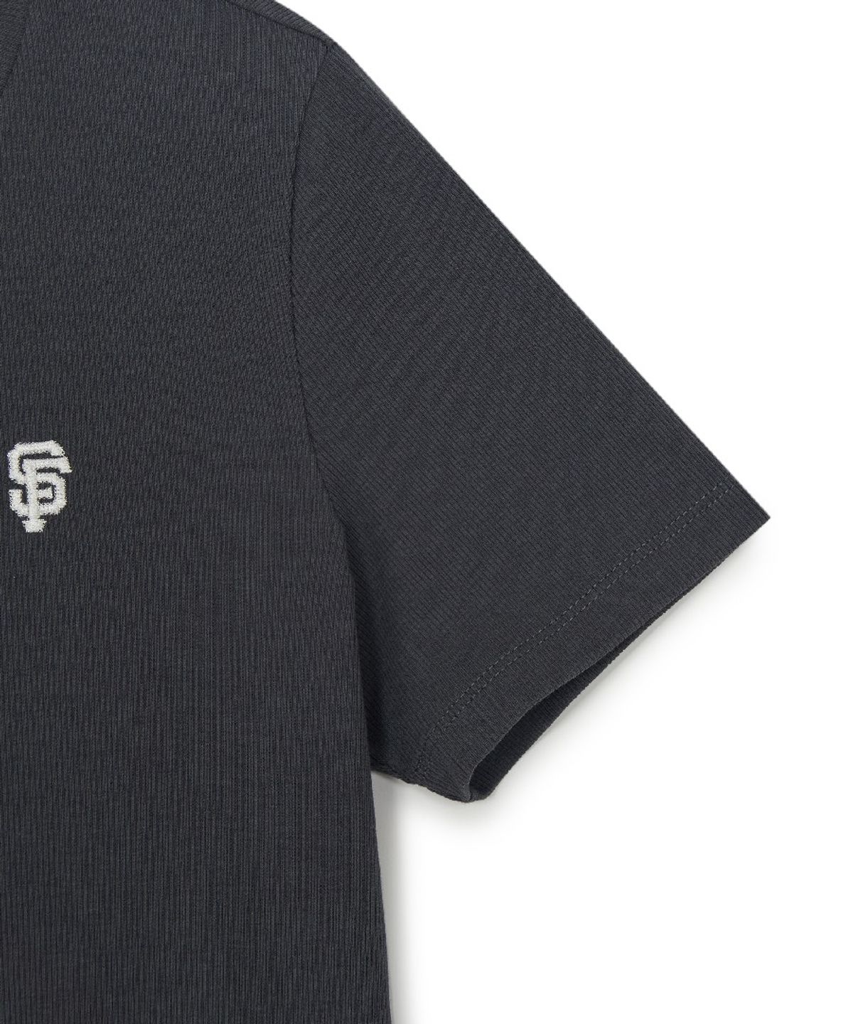 엠엘비(MLB) 여성 빈티지 슬림 골지 반팔 티셔츠 SF (D.Charcoal Grey)