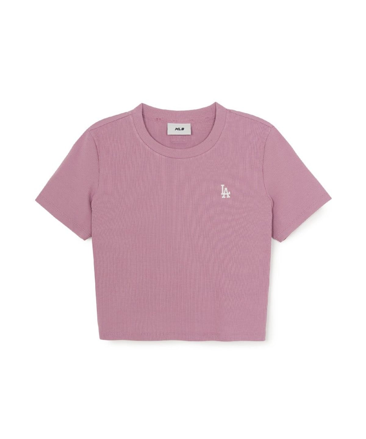 엠엘비(MLB) 여성 빈티지 슬림 골지 반팔 티셔츠 LA (Pink)