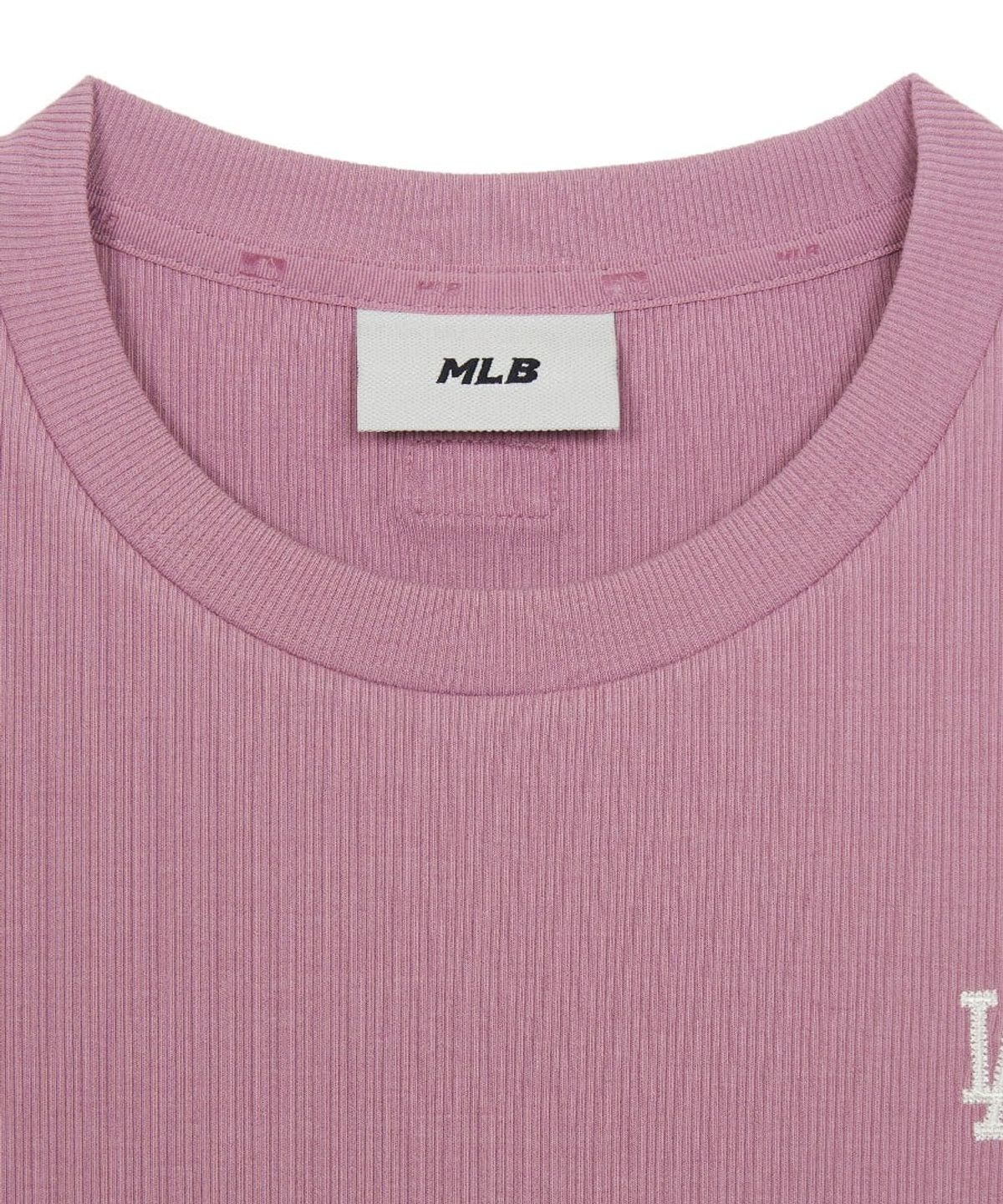 엠엘비(MLB) 여성 빈티지 슬림 골지 반팔 티셔츠 LA (Pink)