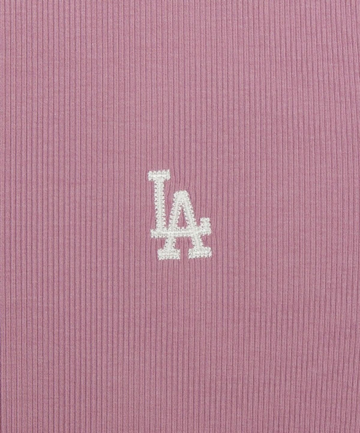 엠엘비(MLB) 여성 빈티지 슬림 골지 반팔 티셔츠 LA (Pink)