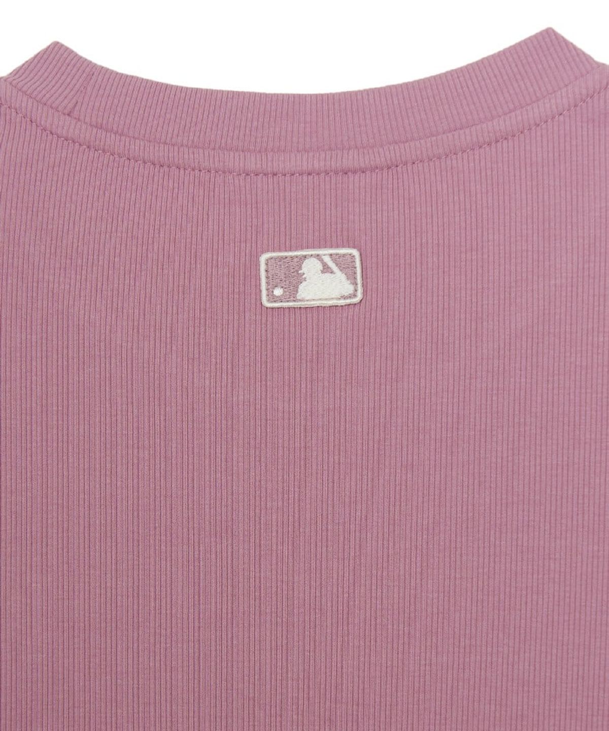 엠엘비(MLB) 여성 빈티지 슬림 골지 반팔 티셔츠 LA (Pink)