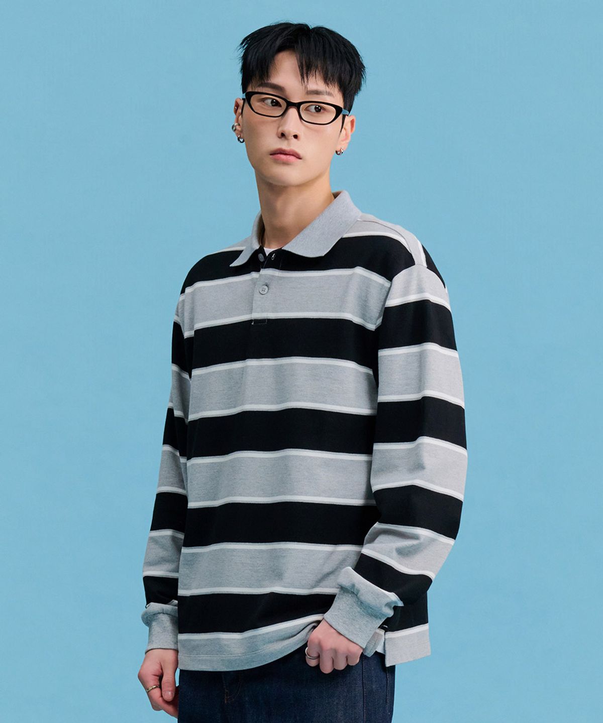 체이스컬트(CHASECULT) 남성 스트라이프 카라 티셔츠-FARK5115B03