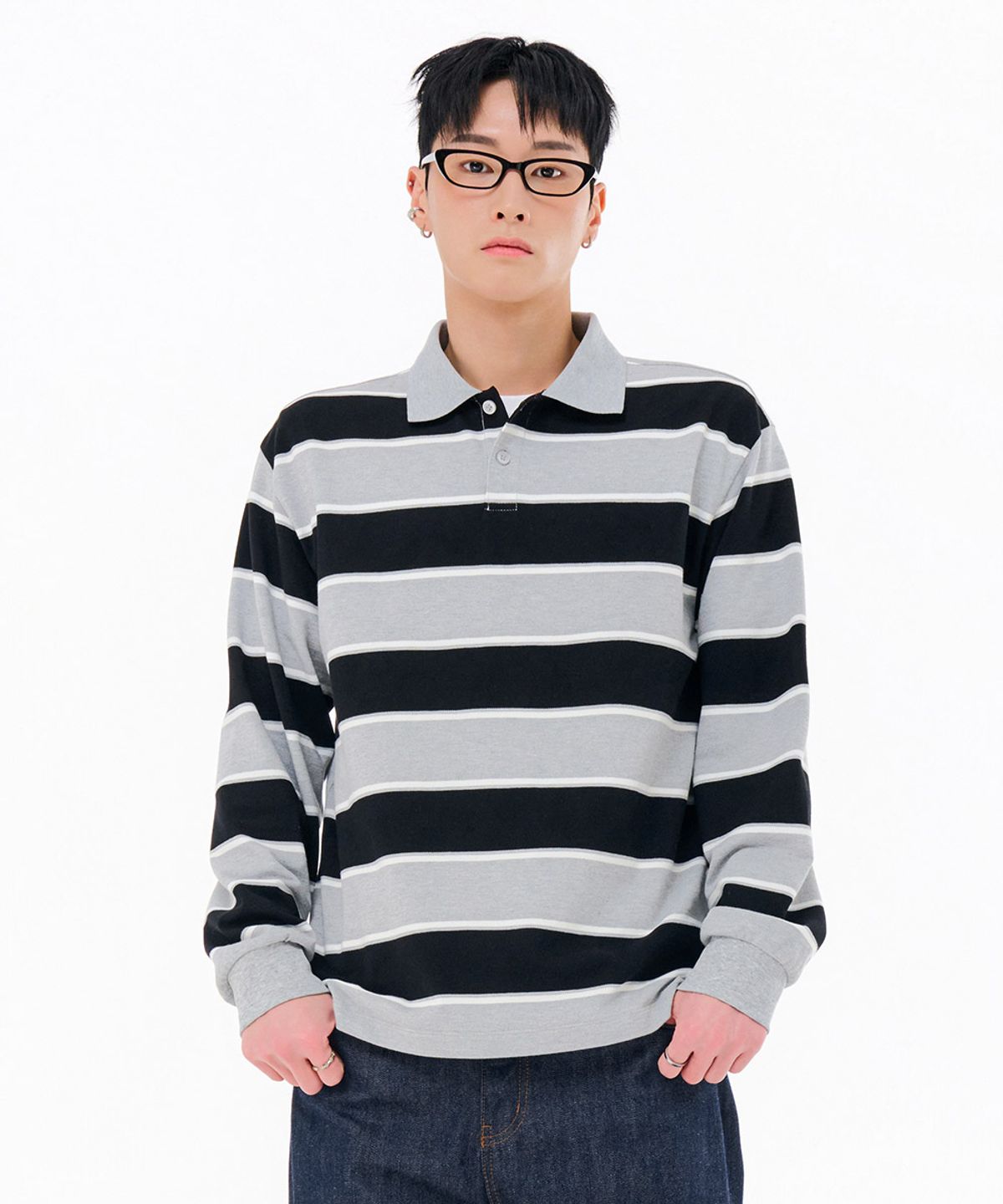 체이스컬트(CHASECULT) 남성 스트라이프 카라 티셔츠-FARK5115B03