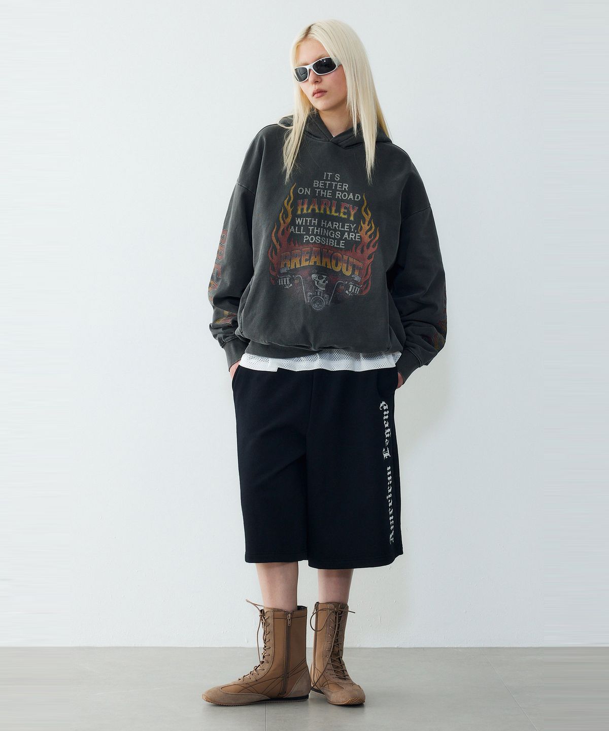 할리데이비슨 컬렉션스®(HARLEY-DAVIDSON COLLECTIONS®) [BV] 플레임 라이더 후디 챠콜_HH16109004