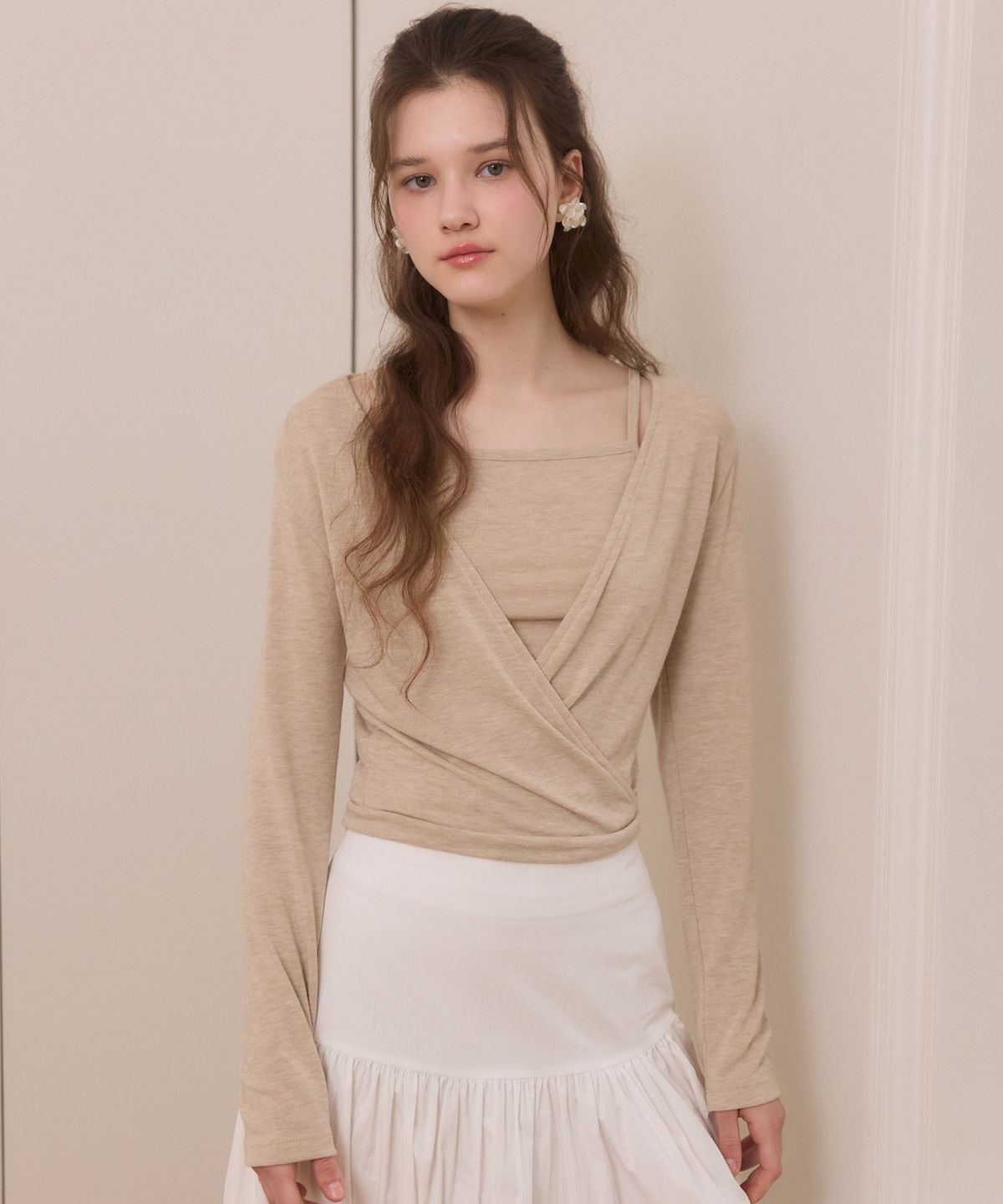 어다울(ADAUL) Soft touch mood wrap t shirts set - 3color