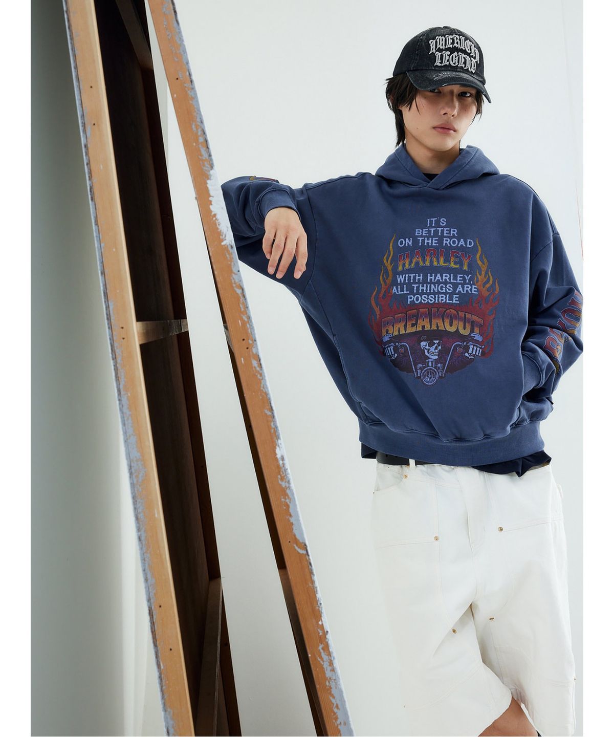 할리데이비슨 컬렉션스®(HARLEY-DAVIDSON COLLECTIONS®) [BV] 플레임 라이더 후디 네이비_HH16109004