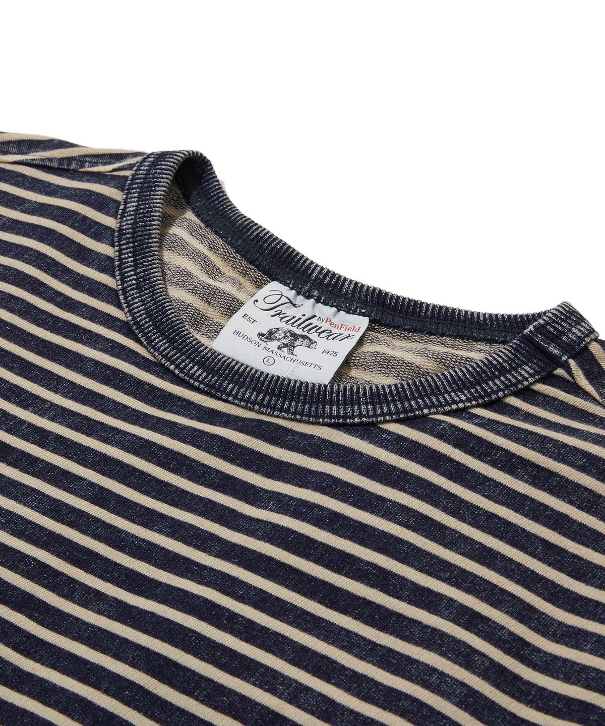 펜필드(PENFIELD) [TRAILWEAR]인디고 스트라이프 미니쭈리 마린자수 티셔츠 베이지_FS2KT15U