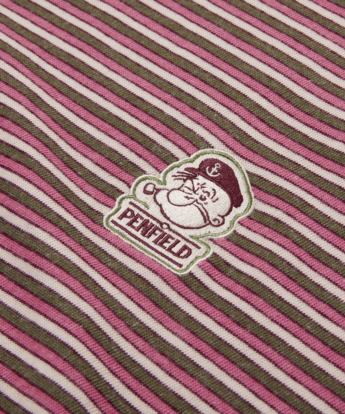 펜필드(PENFIELD) 와타나베 스트라이프 빈티지 시리즈 반팔 티셔츠 브라운_FS2KT70U