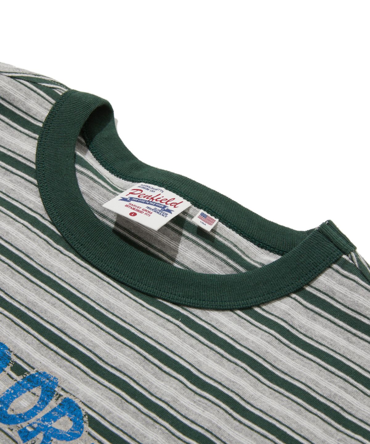 펜필드(PENFIELD) 멀티 스트라이프 세일러 맨 반팔 티셔츠 그레이_FS2KT32U