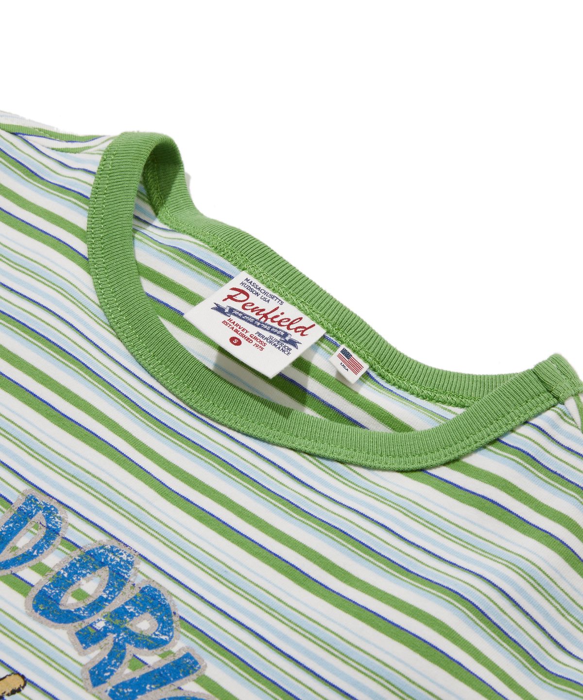 펜필드(PENFIELD) 멀티 스트라이프 세일러 맨 반팔 티셔츠 그린_FS2KT31U