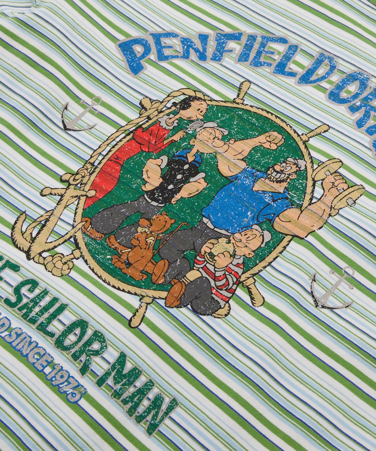 펜필드(PENFIELD) 멀티 스트라이프 세일러 맨 반팔 티셔츠 그린_FS2KT31U