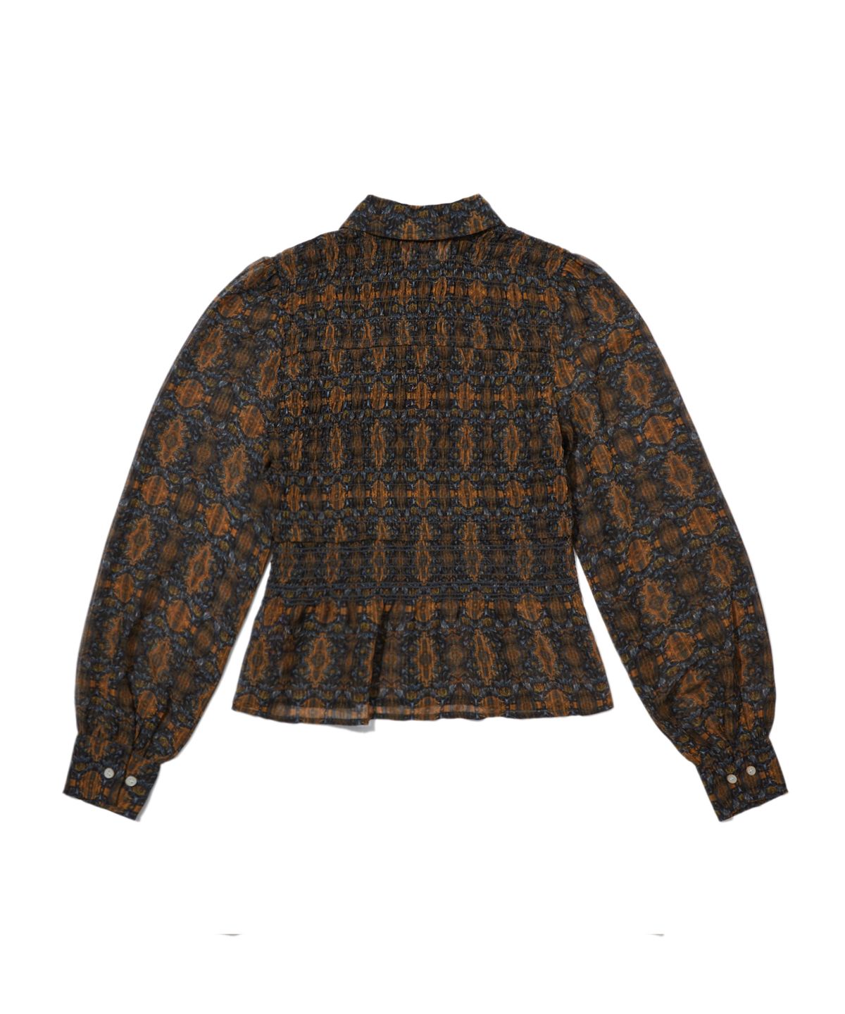 펜필드(PENFIELD) 플라워 패턴 스모킹 블라우스 블랙_FS1WR31F