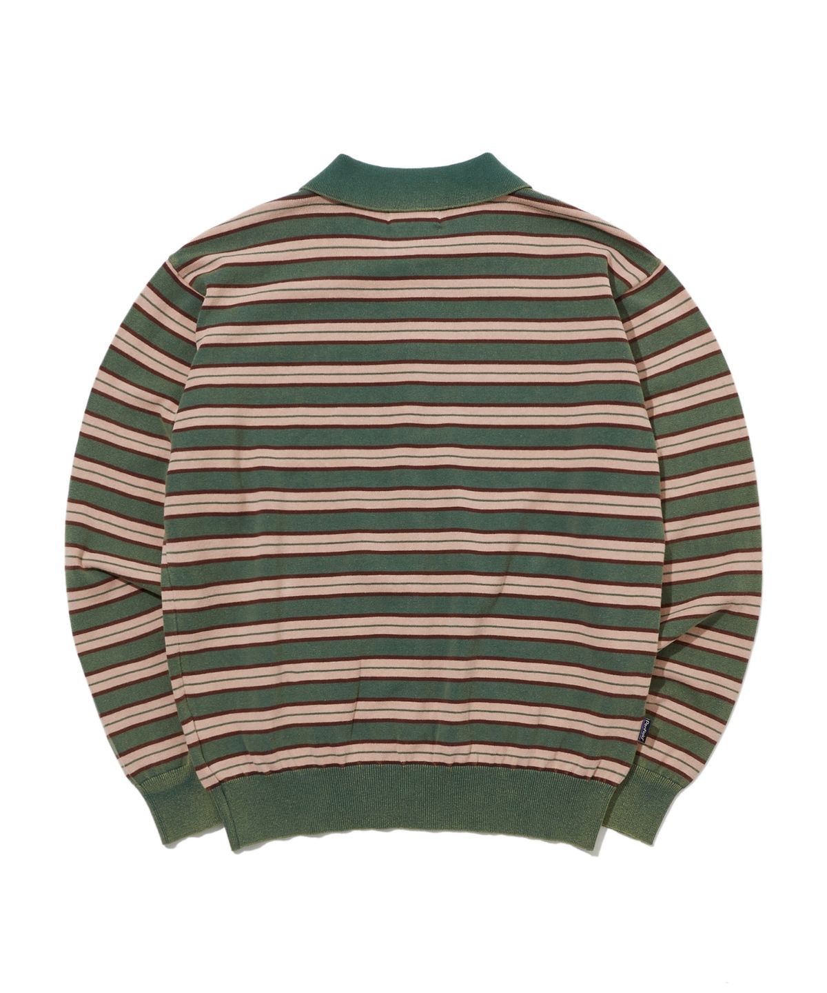 펜필드(PENFIELD) 스트라이프 카라 긴소매 니트 가디건 그린_FS1NJ20U