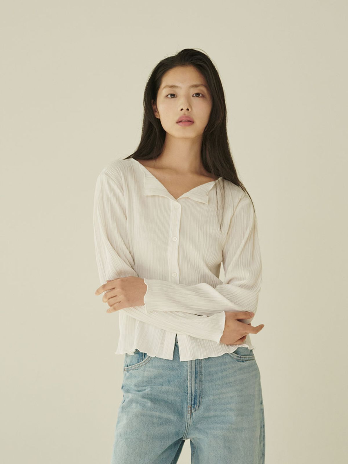 누브(NOUVE) 투웨이 블라우스 가디건 - 아이보리/ Two‑Way Blouse Cardigan - Ivory