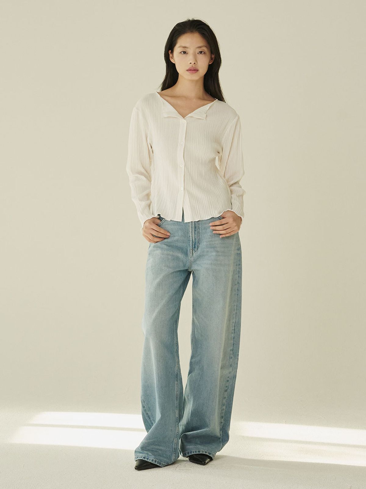누브(NOUVE) 투웨이 블라우스 가디건 - 아이보리/ Two‑Way Blouse Cardigan - Ivory