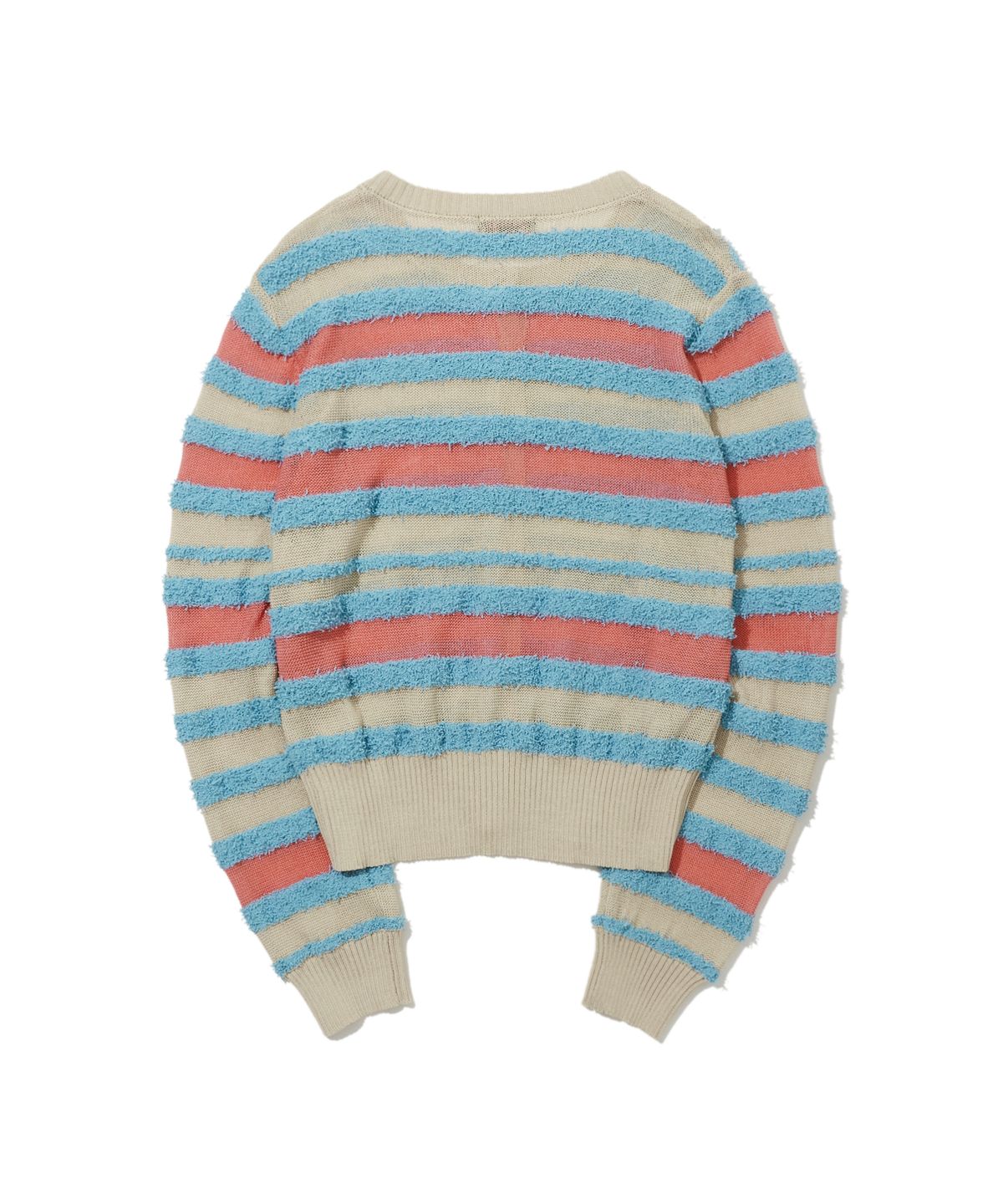펜필드(PENFIELD) 스트라이프 부클 크루넥 가디건 스카이블루_FS2NJ40F