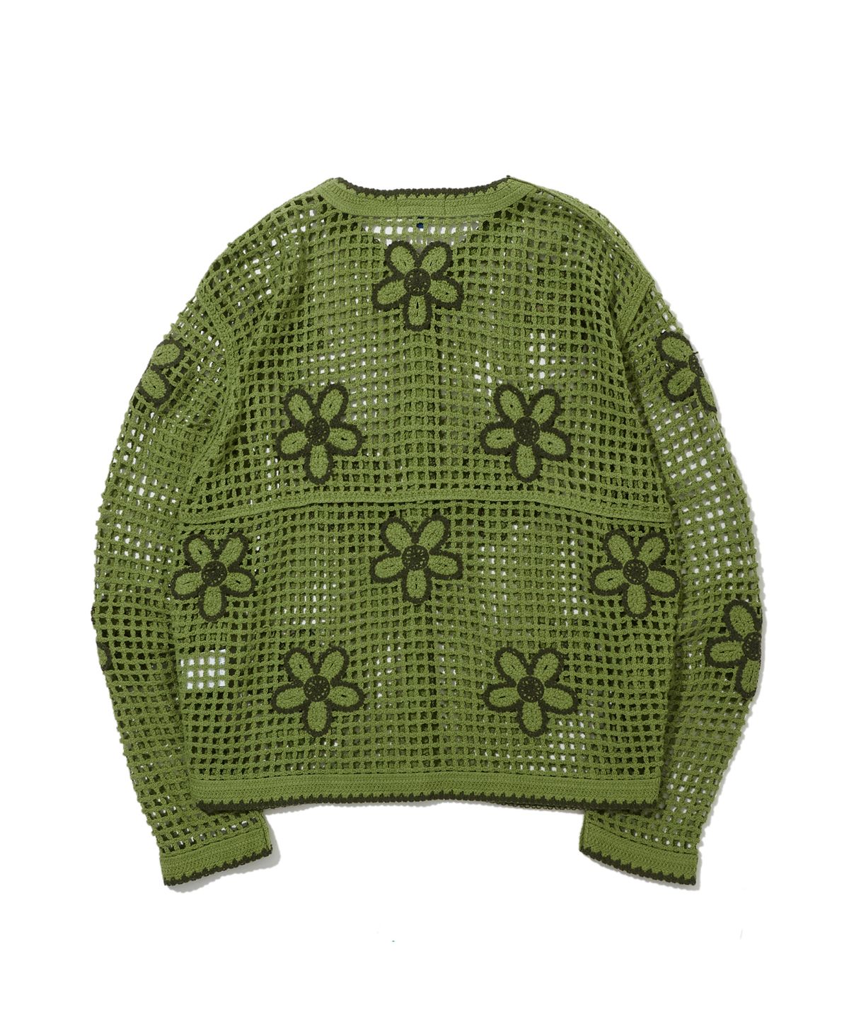펜필드(PENFIELD) 네트사 플라워 패턴 니트 가디건 그린_FS1NJ01F